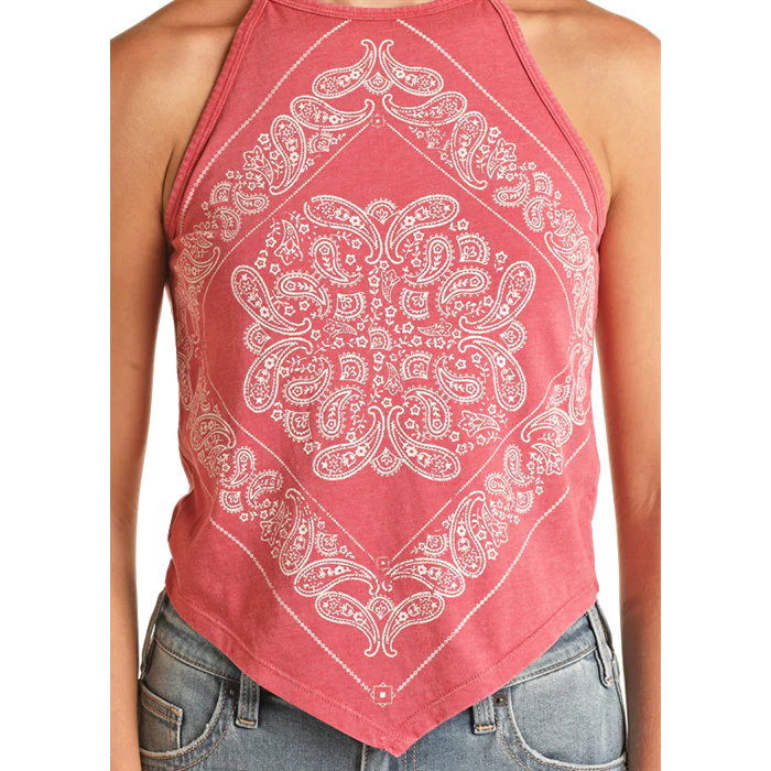 Rock & Roll Tank w/Bandana Graphic - Red - Image 2