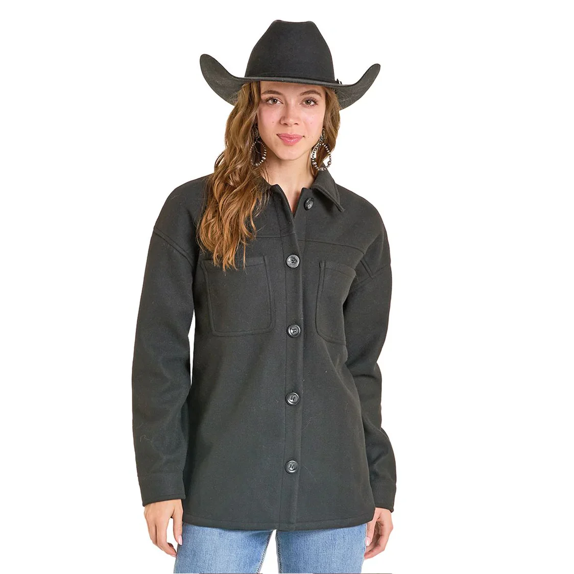 Rock & Roll Women's Aztec Knitted Western Shacket - Black - Image 2