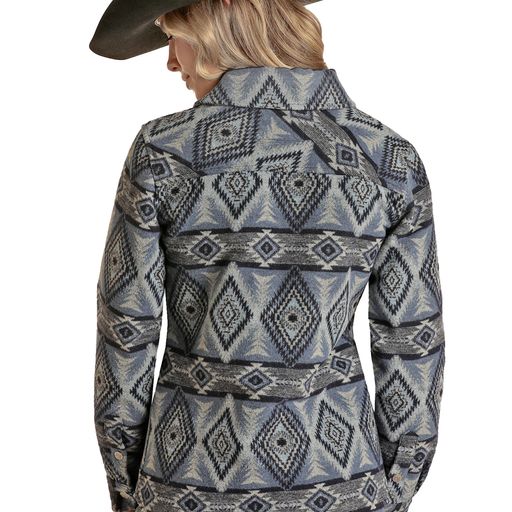 Rock & Roll Women's Aztec Wool Shirt Jacket - Light Navy - Image 2