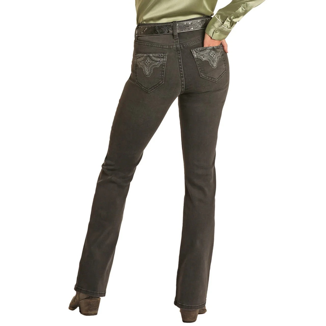Rock & Roll Women's Mid Rise Extra Stretch Boot Cut Jeans - Black - Image 2