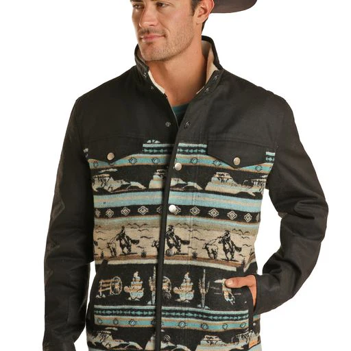 Rock & Roll Men's Canvas & Wool Coat - Black