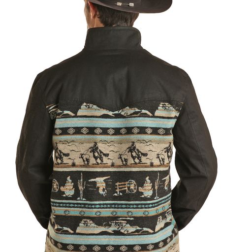 Rock & Roll Men's Canvas & Wool Coat - Black - Image 2