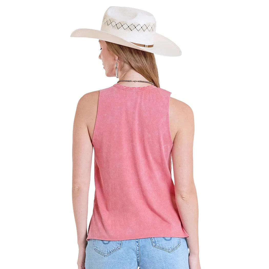 Rock & Roll Women's Cowgirl Country Graphic Muscle Tank Top - Rose - Image 2