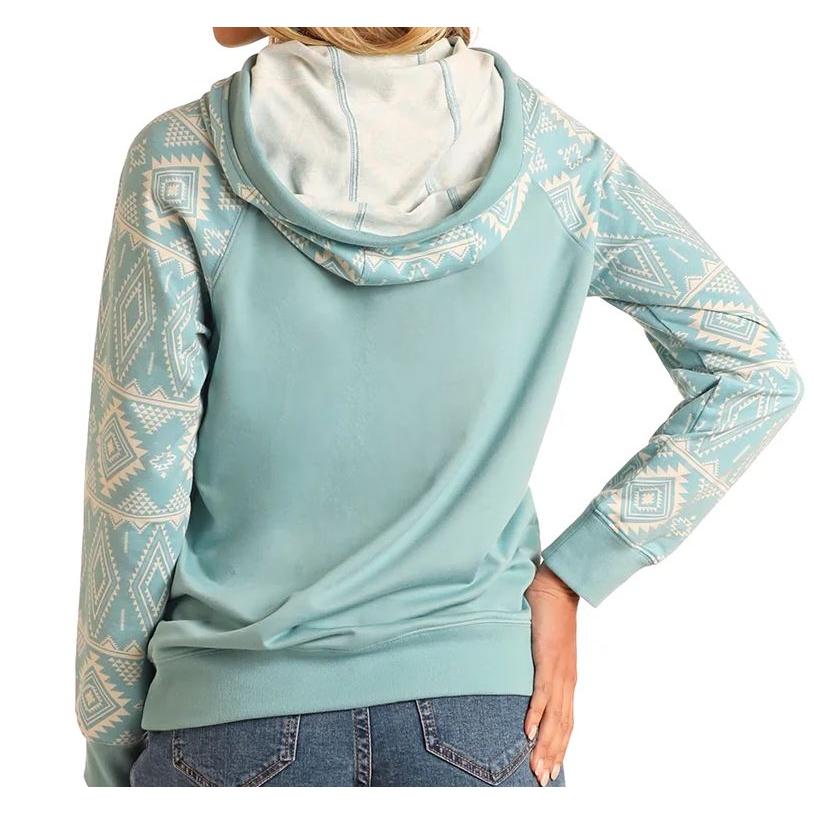 Rock & Roll Women's Cowgirl Hoodie- Aqua - Image 2