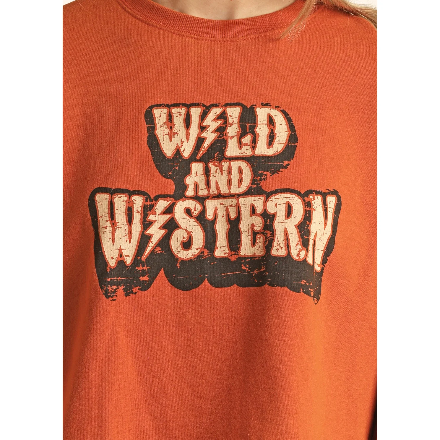 Rock & Roll Women's Cropped Graphic Pullover - Rust - Image 2