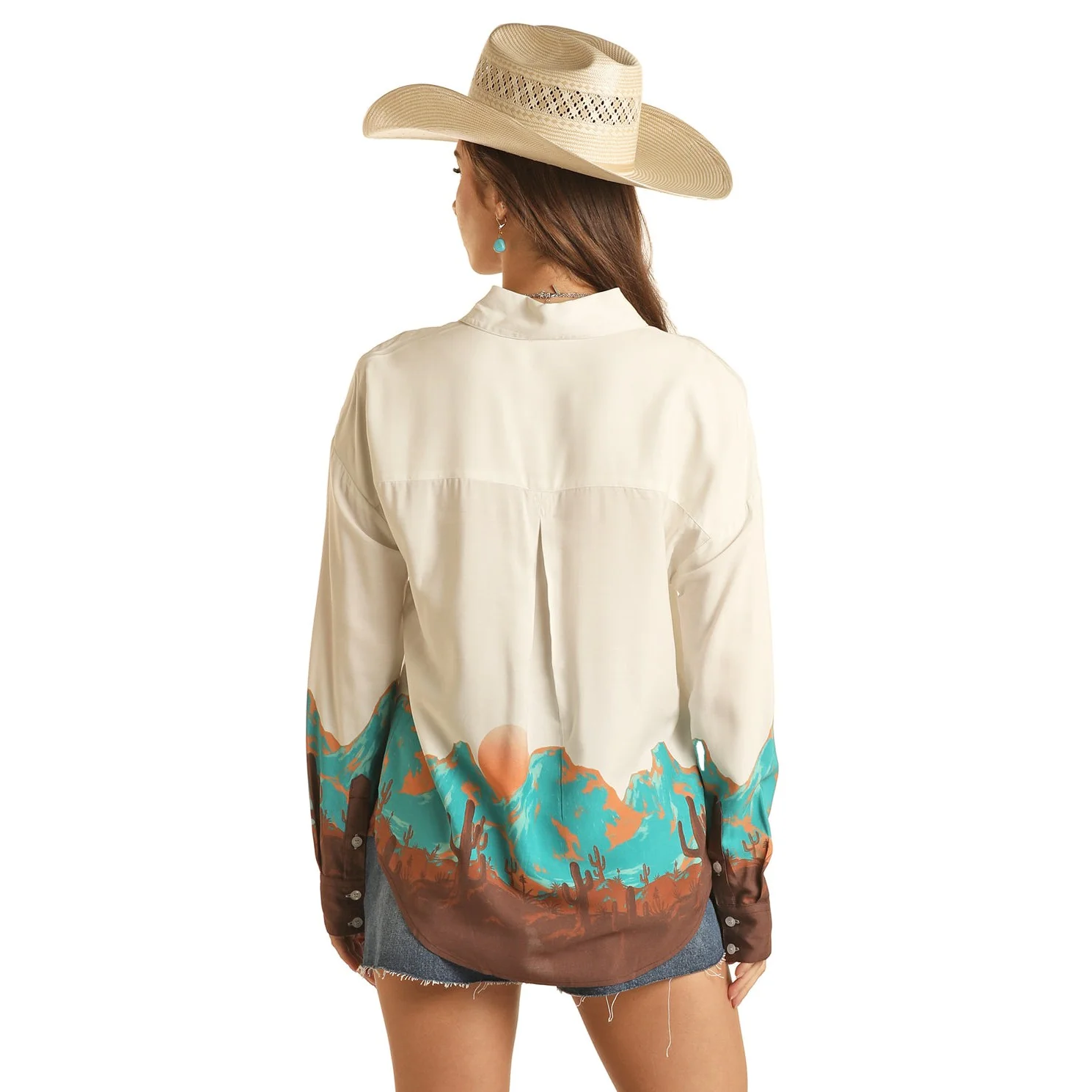 Rock & Roll Women's Desert Scenery Boyfriend Shirt - Natural - Image 2