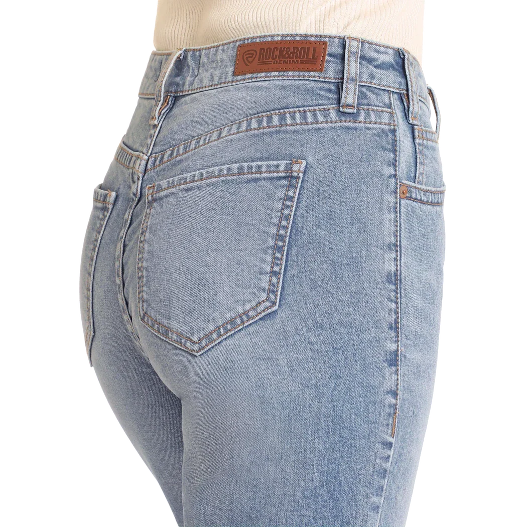 Rock & Roll Women's Distress High Rise Bootcut Jeans - Medium Wash - Image 3