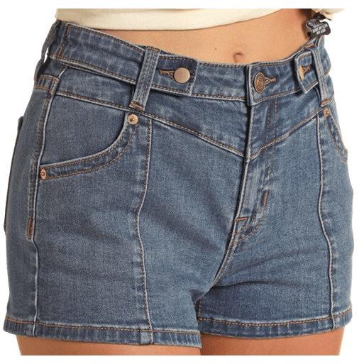 Rock & Roll Women's High Rise Extra Stretch Denim Shorts - Medium Vintage - Image 2
