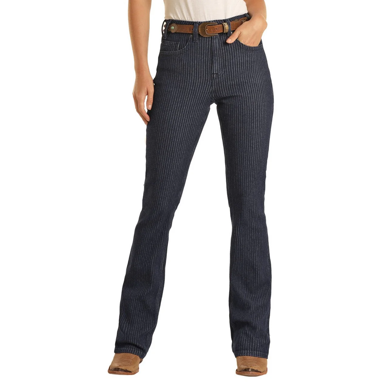 Rock & Roll Women's High Rise Regular Fit Bootcut Jeans - Dark Wash