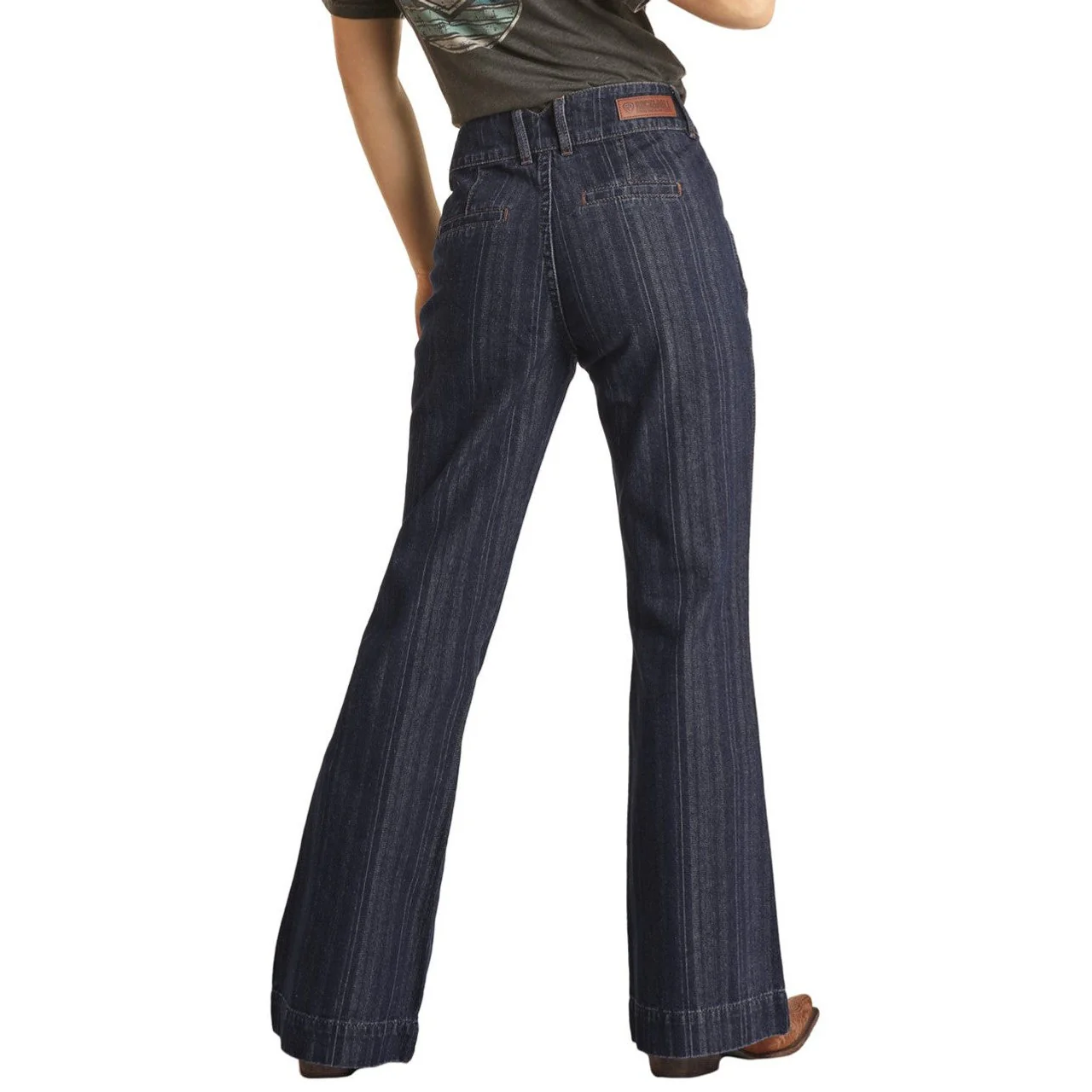 Rock & Roll Women's High Rise Trouser Jeans - Dark Wash - Image 2