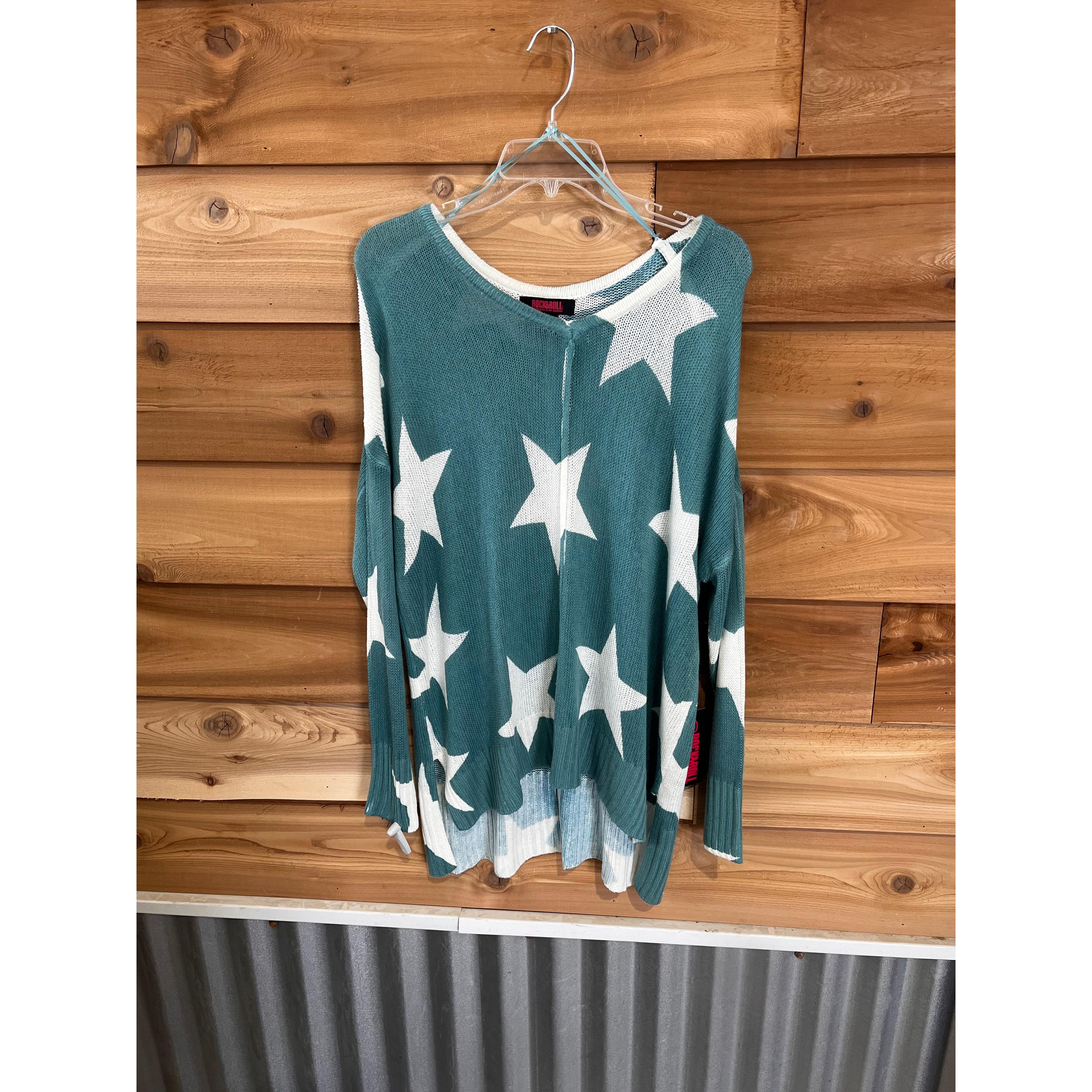 Rock & Roll Women's Light Sweater w/Stars - MULTI - Image 3