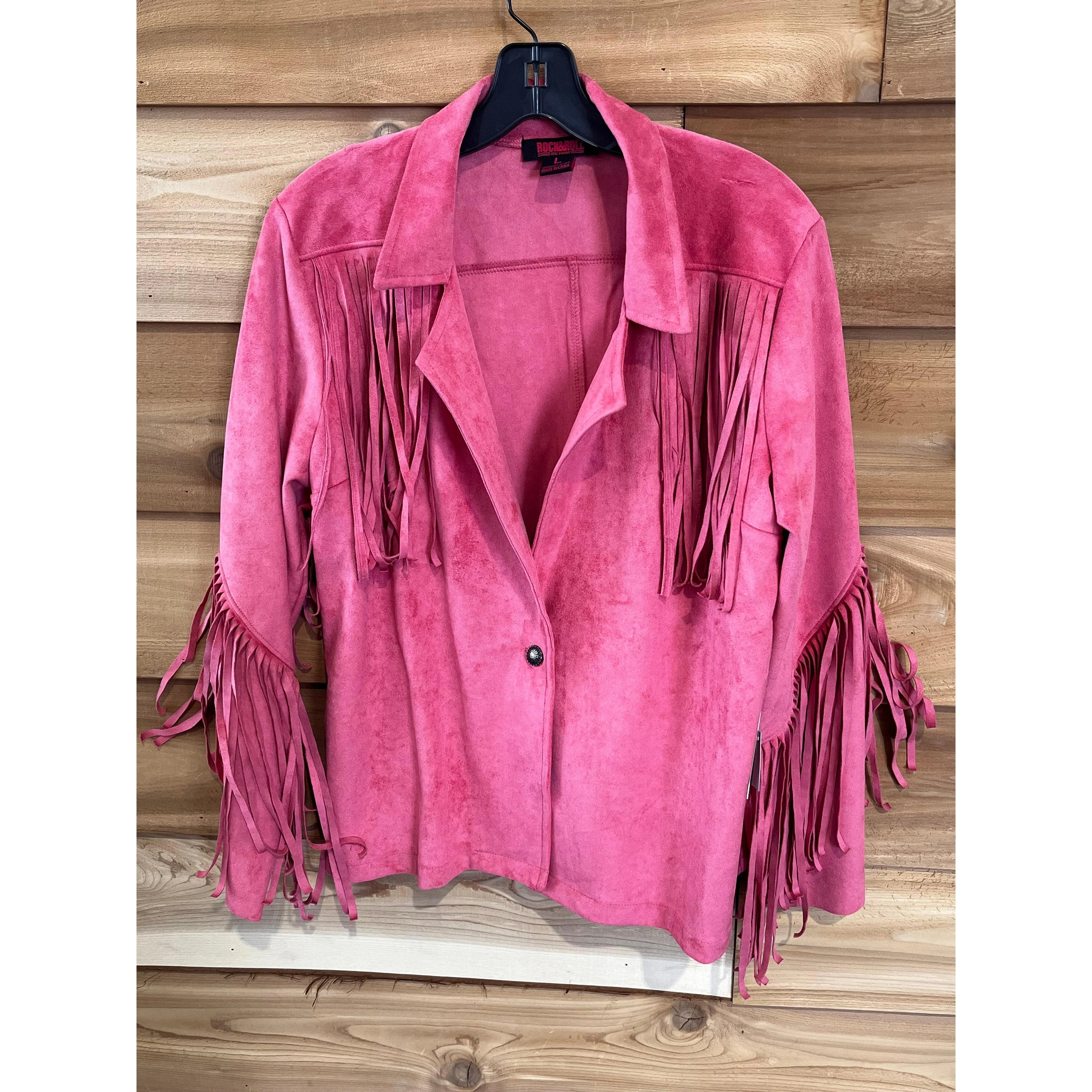 Rock & Roll  Women's Long Sleeve Microsuede Jacket with Fringe - Image 2