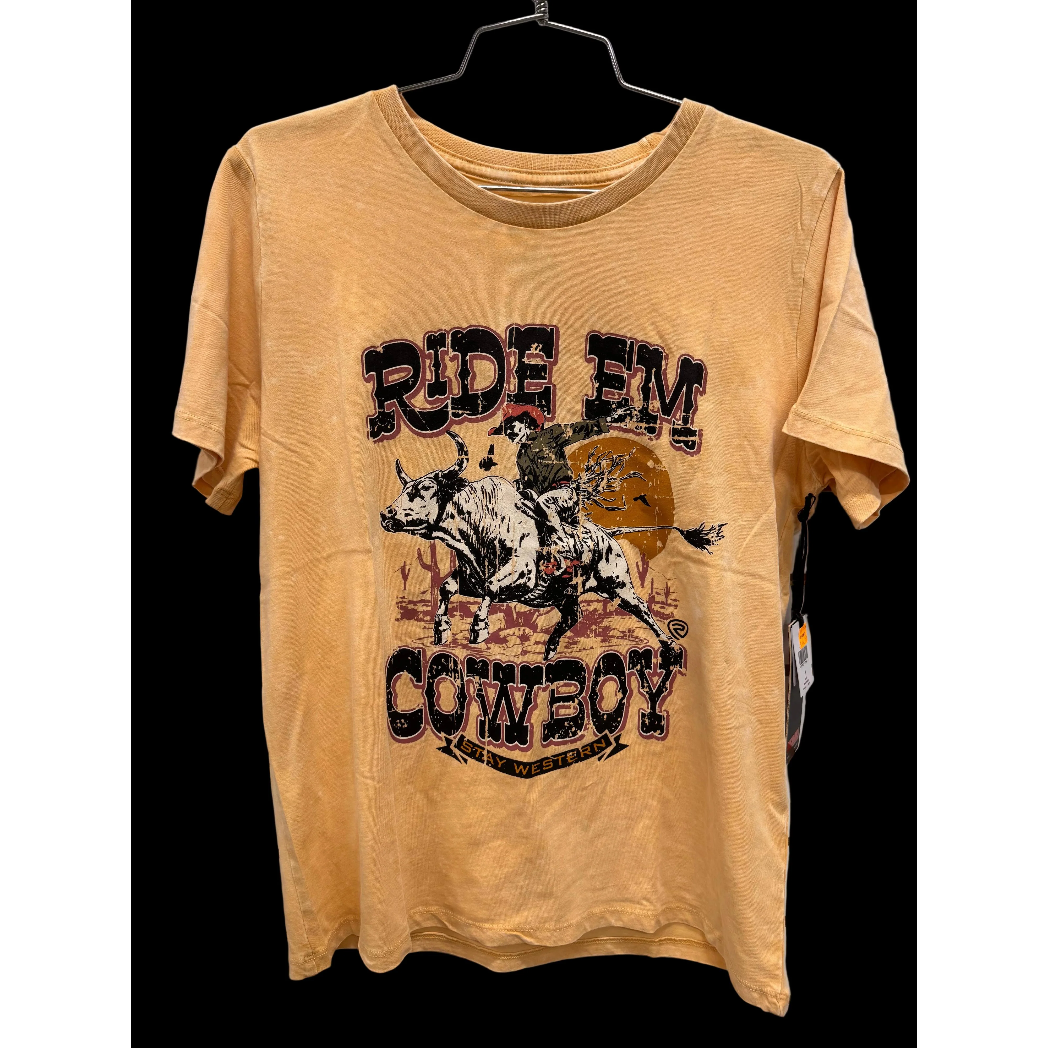 Rock & Roll Women's Ride Em Cowboy Graphic Tee Shirt - Gold