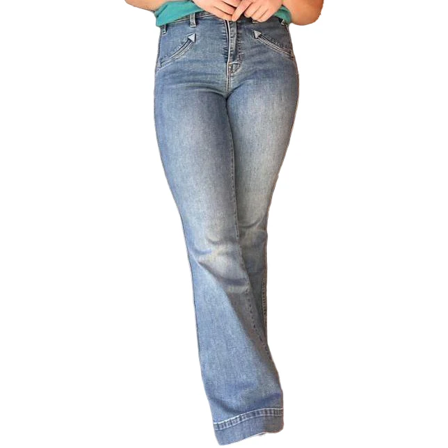 Rock & Roll Women's Smiley Pocket High RiseTrouser Jeans - Medium Vintage