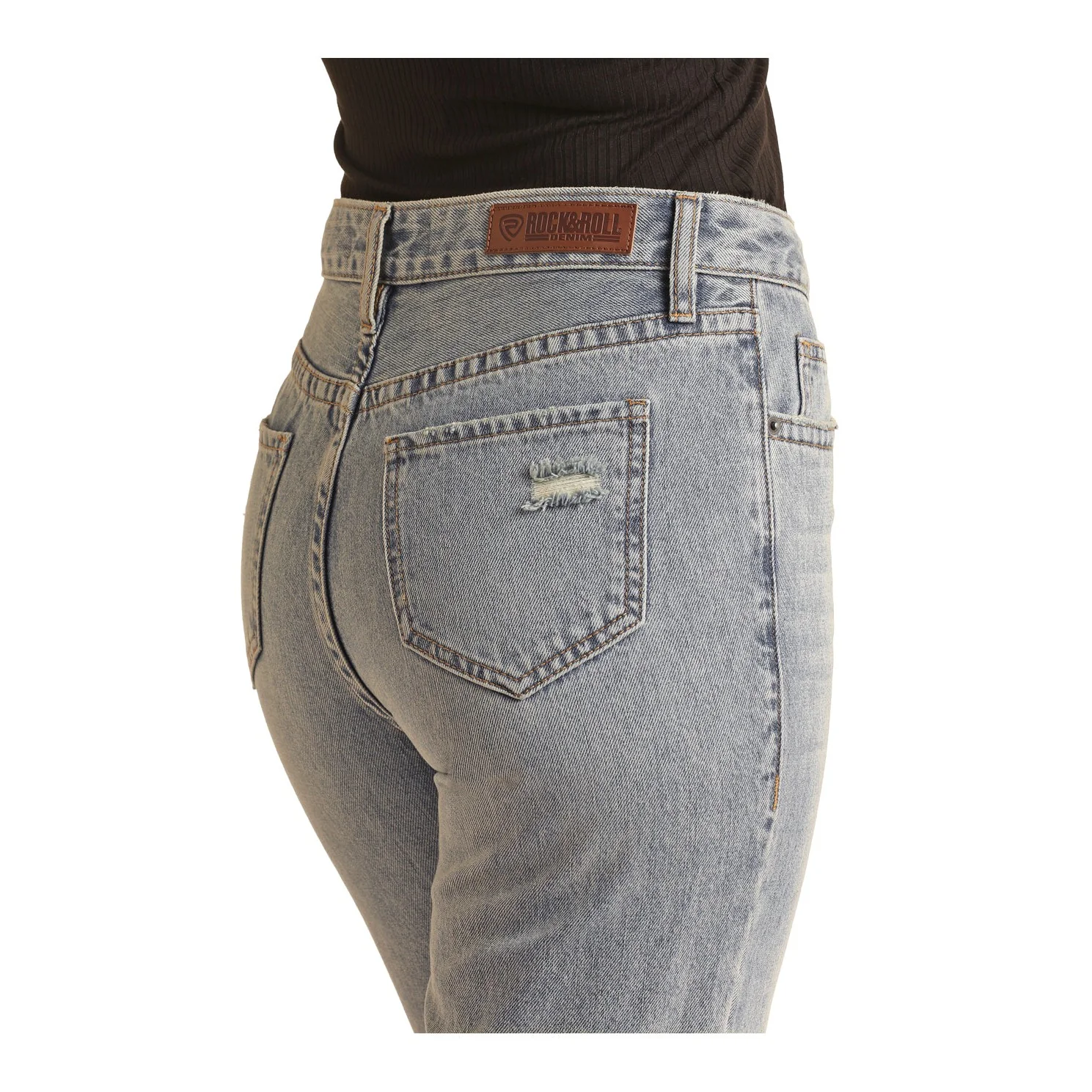 Rock & Roll Women's Vintage Straight Cropped Pants - Light Wash - Image 4