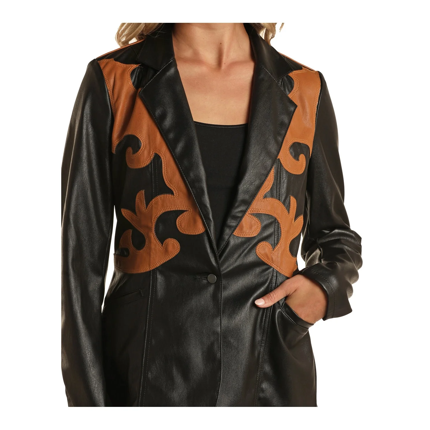 Rock & Roll Women's Western Detail Blazer - Black - Image 3