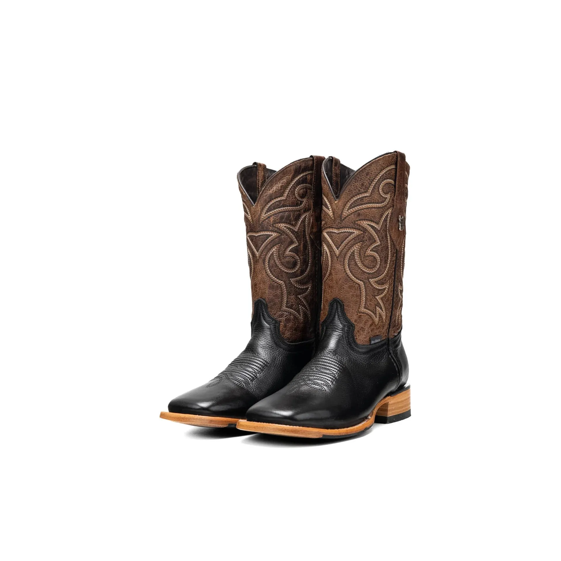 Rock'em Men's Heritage Square Western Boot-Black