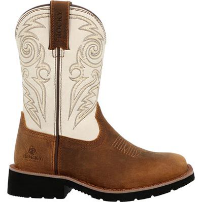 Rocky Kids 8" Monocrepe Western Boot - Brown/Bone - Image 6