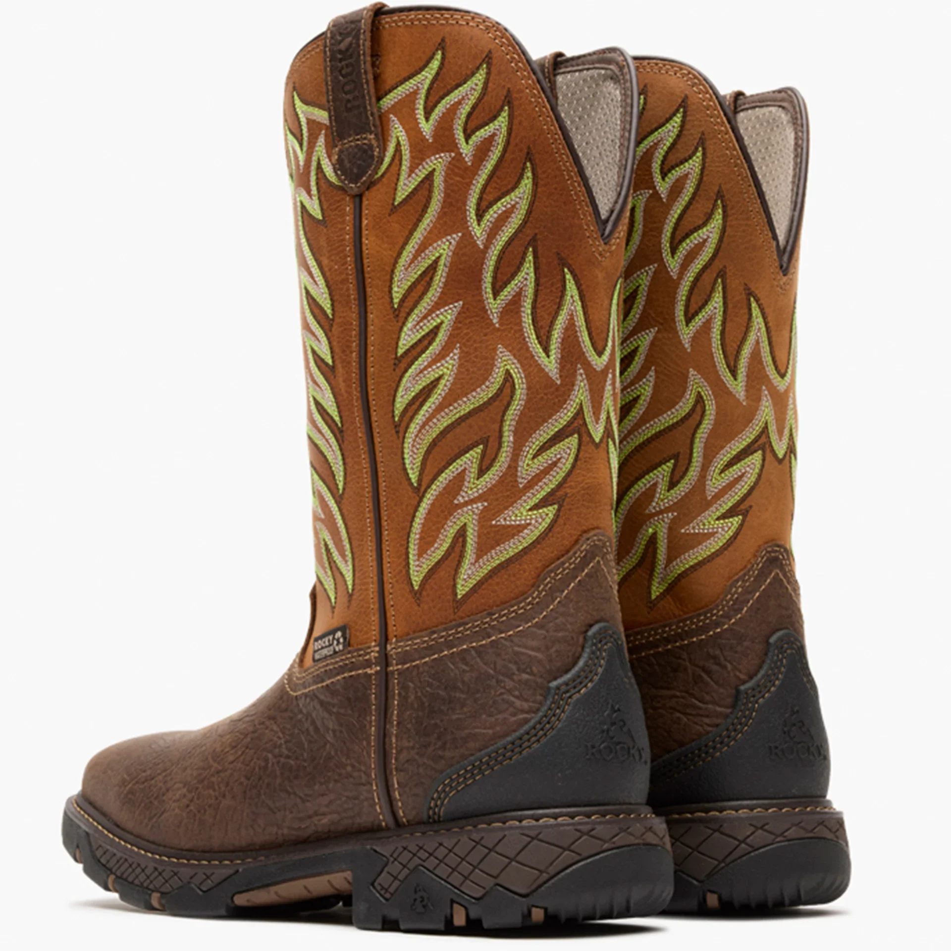 Rocky Men's 12" Ironhawk Waterproof Pull On Western Boot - Tobacco/Golden Oak - Image 4