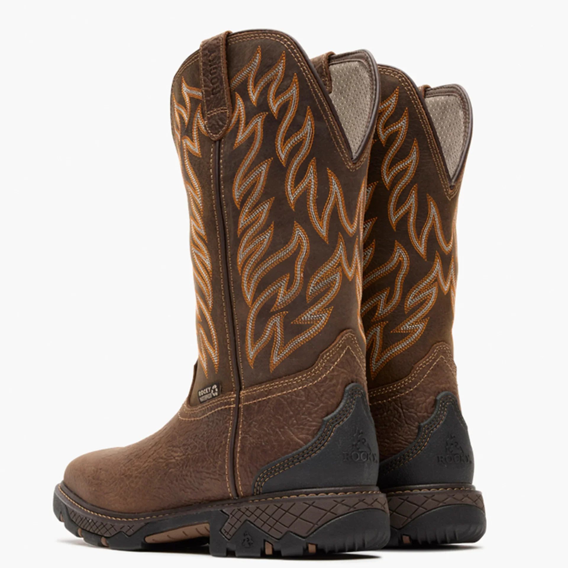 Rocky Men's 12" Ironhawk Waterproof Pull On Western Boot - Tobacco - Image 3