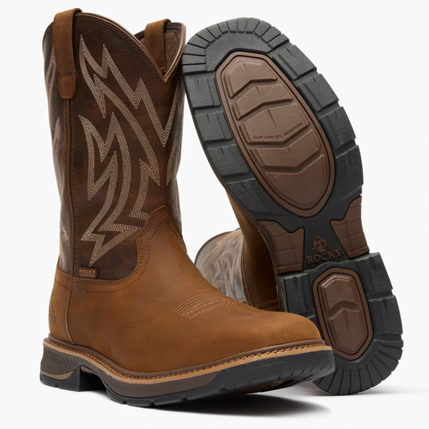 Rocky Men's 11" Ride Lte Waterproof Western Boot - Brown - Image 2
