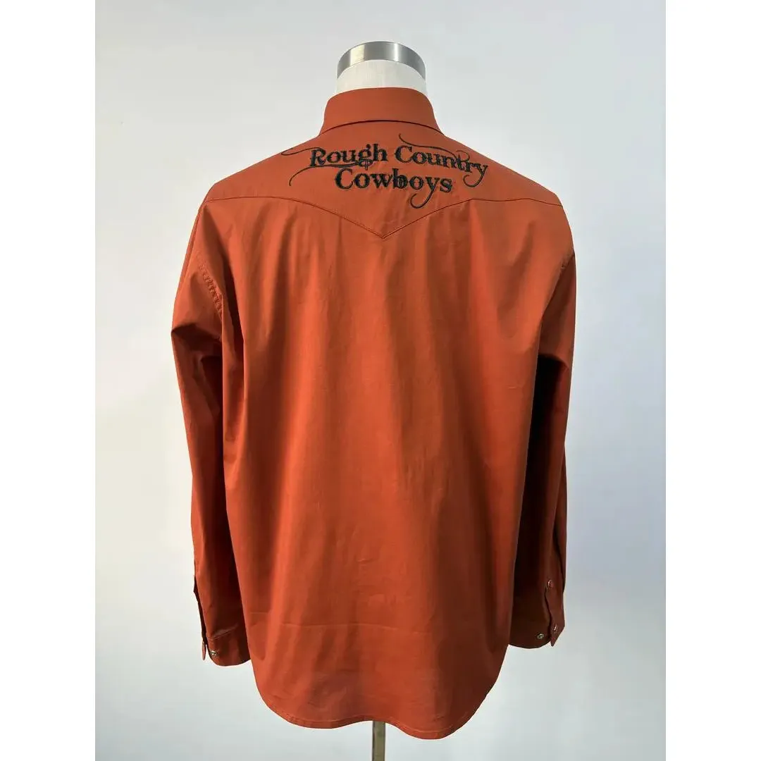 Rough Country Cowboys Men's Long Sleeve Western Shirt- Burnt Orange - Image 2