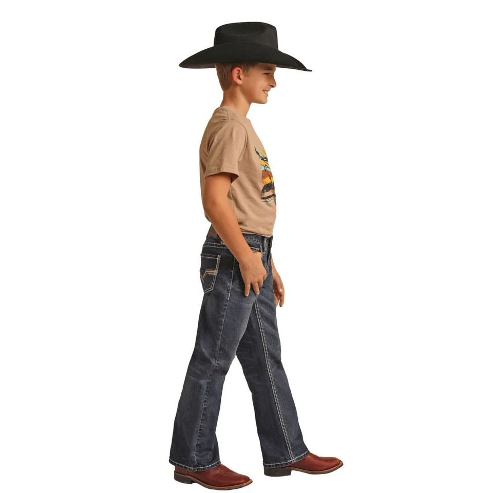 Rock & Roll Boys BB Gun Dark Wash Reflex Regular Bootcut Jeans - Image 3