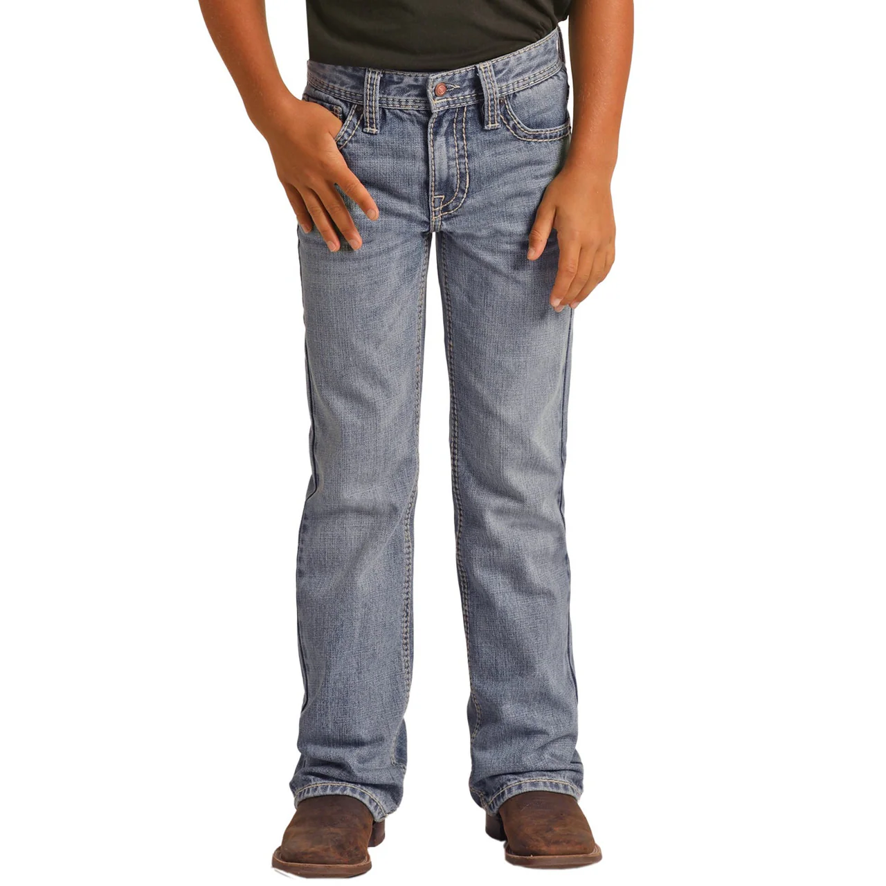 Rock & Roll Boys Relaxed Tapered Bootcut Jeans - Medium Vintage