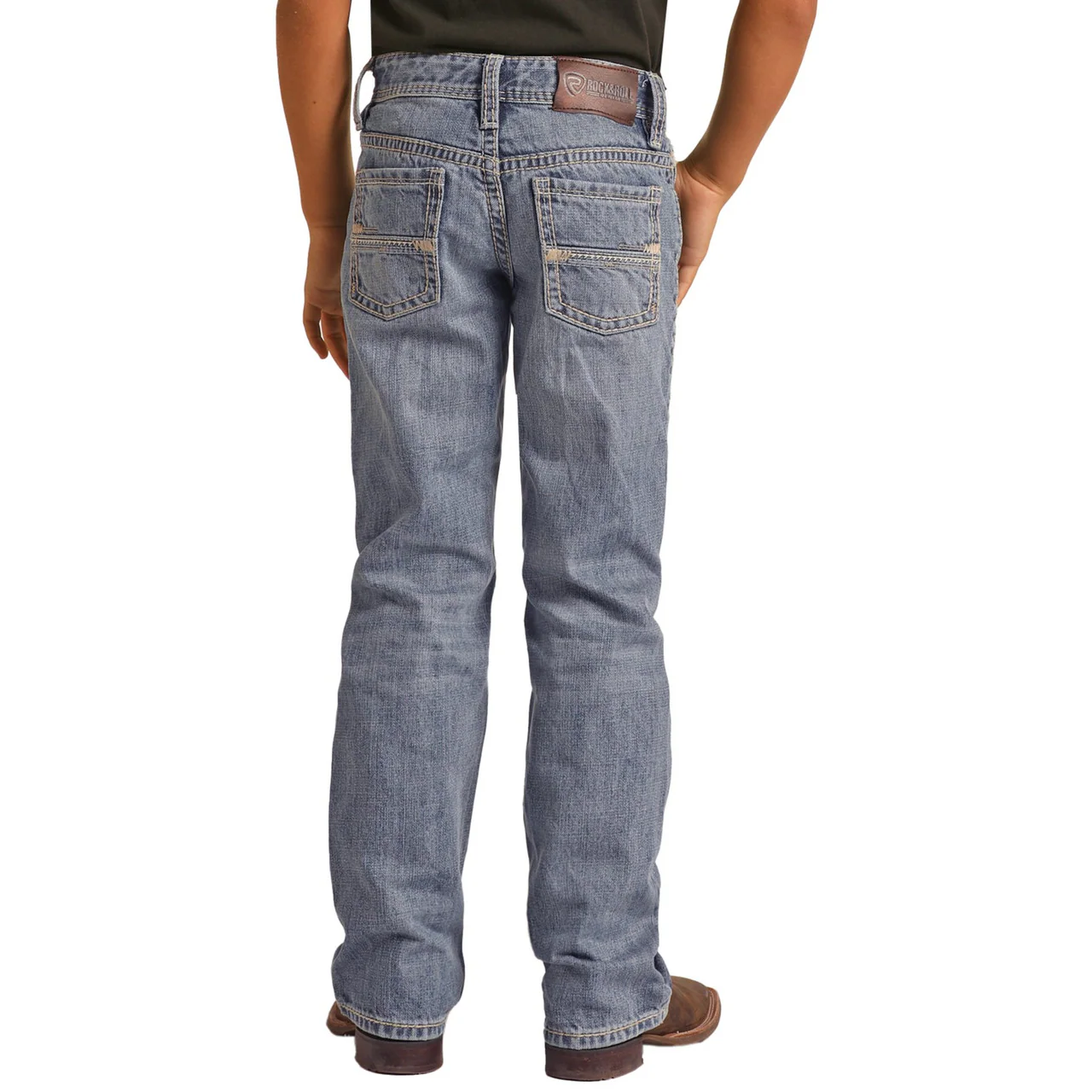 Rock & Roll Boys Relaxed Tapered Bootcut Jeans - Medium Vintage - Image 2