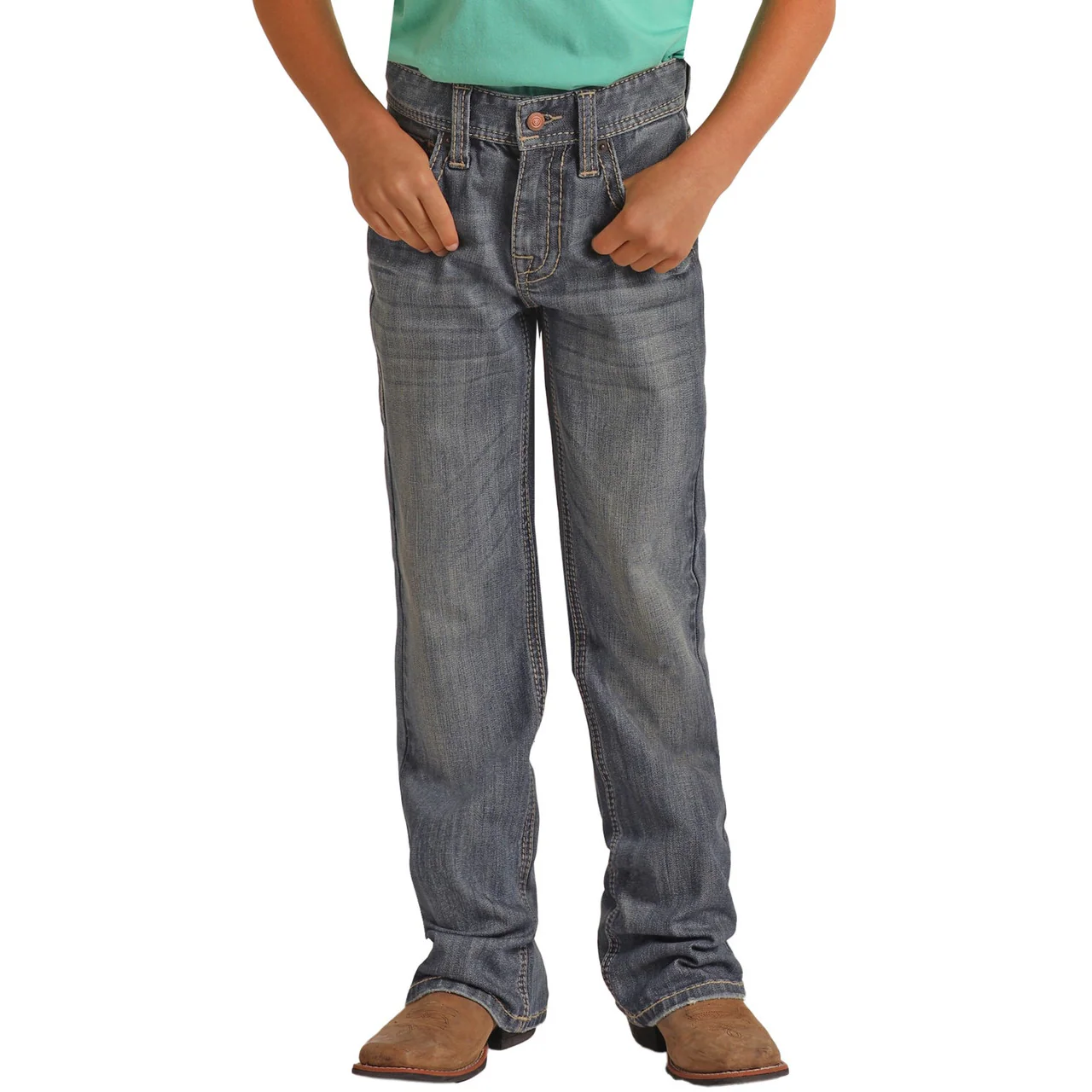 Rock & Roll Boys Relaxed Tapered Bootcut Jeans - Medium Vintage