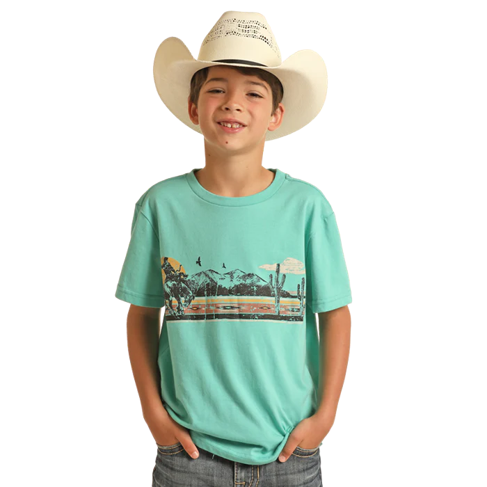 Rock & Roll Boy's Graphic Tee - Turquoise
