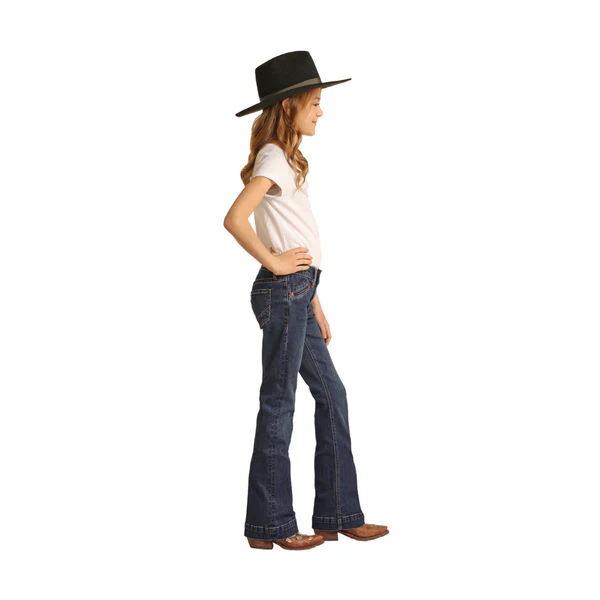 Rock & Roll Girls Smiley Pocket Mid Rise Trousers - Image 3