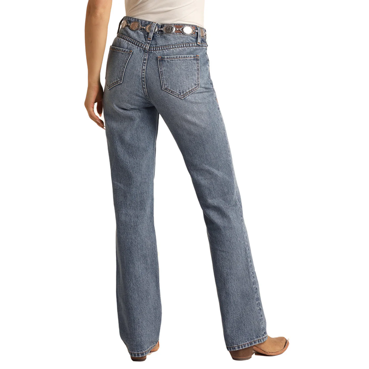 Rock & Roll Womens High Rise Non-Stretch Bootcut Jeans - Medium Wash - Image 2