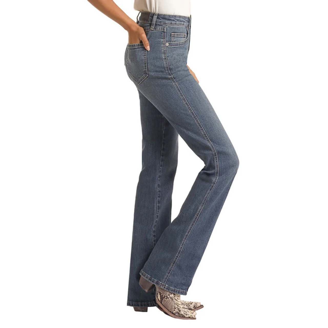 Rock & Roll Women's Button Fly High Rise Jeans - Image 3