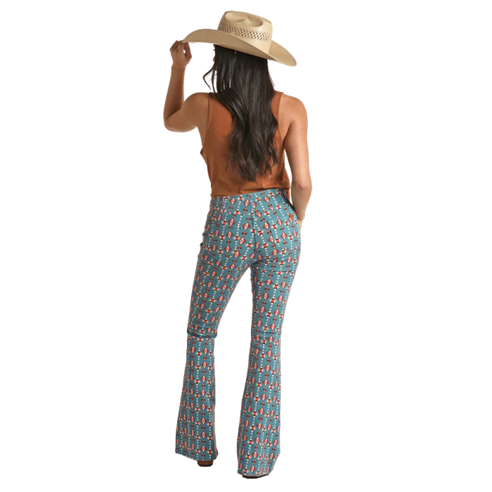Rock & Roll Women's Blue Aztec Pull On Flare - Image 2