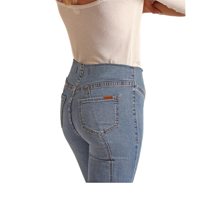 Rock & Roll Women's High Rise Stretch Pull On Flare Jeans - Medium Vintage - Image 3