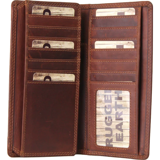 Rugged Earth Men's Leather Fold Over Wallet - Brown - Image 2