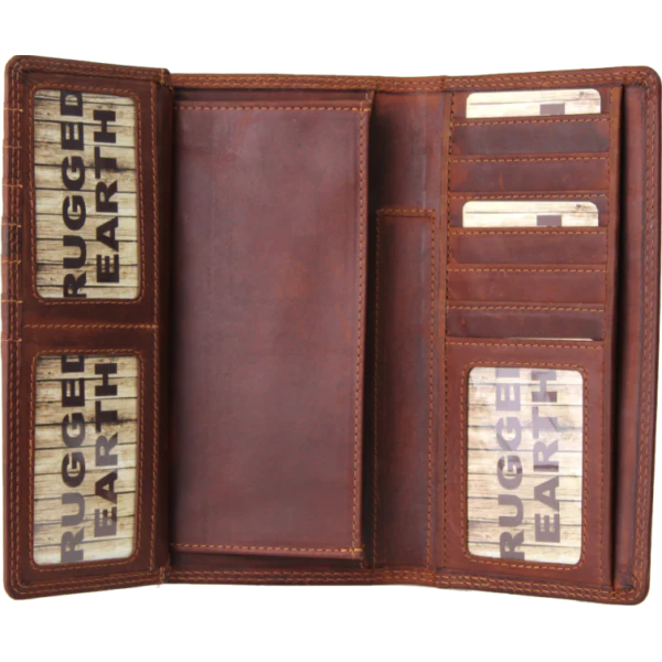 Rugged Earth Men's Leather Fold Over Wallet - Brown - Image 3