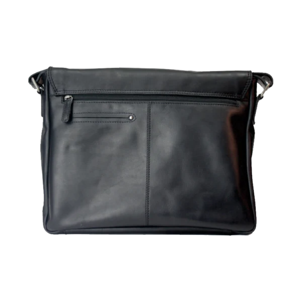 Rugged Earth Leather Black Leather Messenger Bag - Image 2