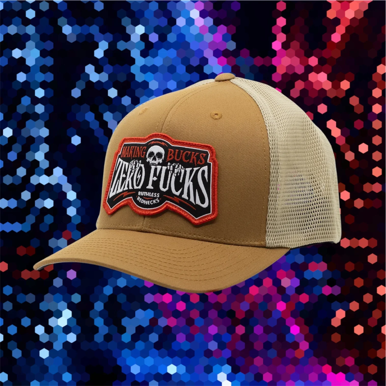 Ruthless Rednecks MBZF Creeper Curved Brim Hat - Caramel/Khaki