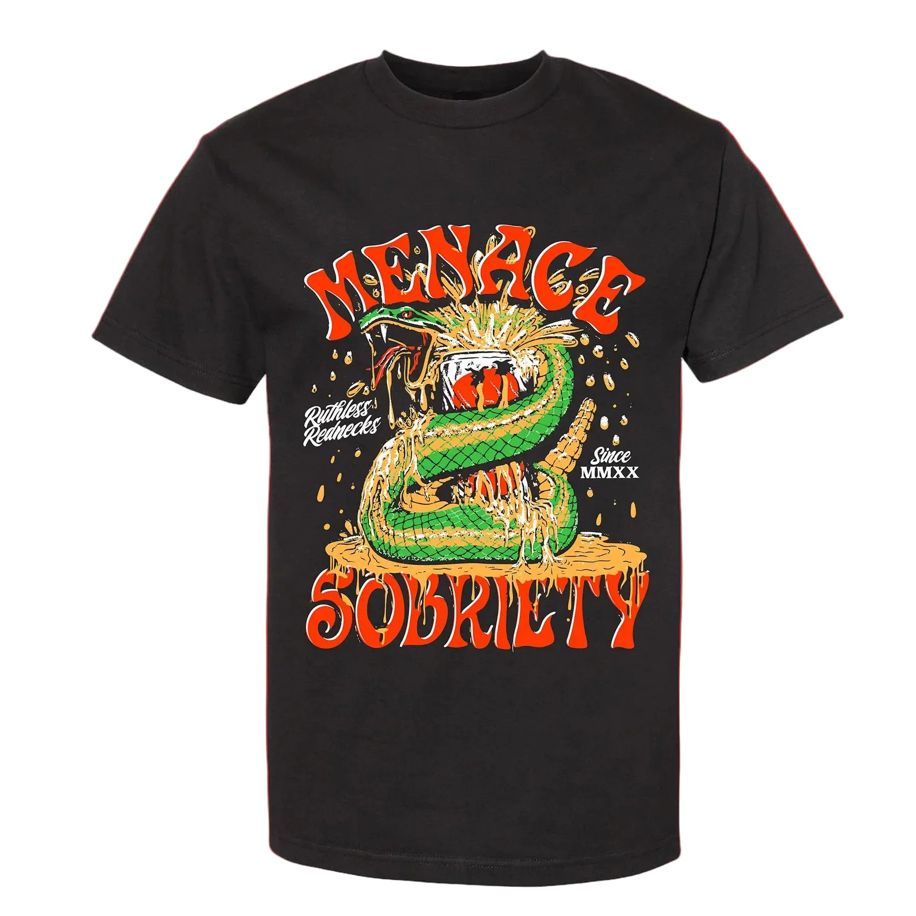Ruthless Rednecks Menace 2 Sobriety Short Sleeve Tee Shirt - Black