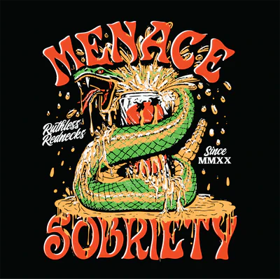 Ruthless Rednecks Menace 2 Sobriety Short Sleeve Tee Shirt - Black - Image 2