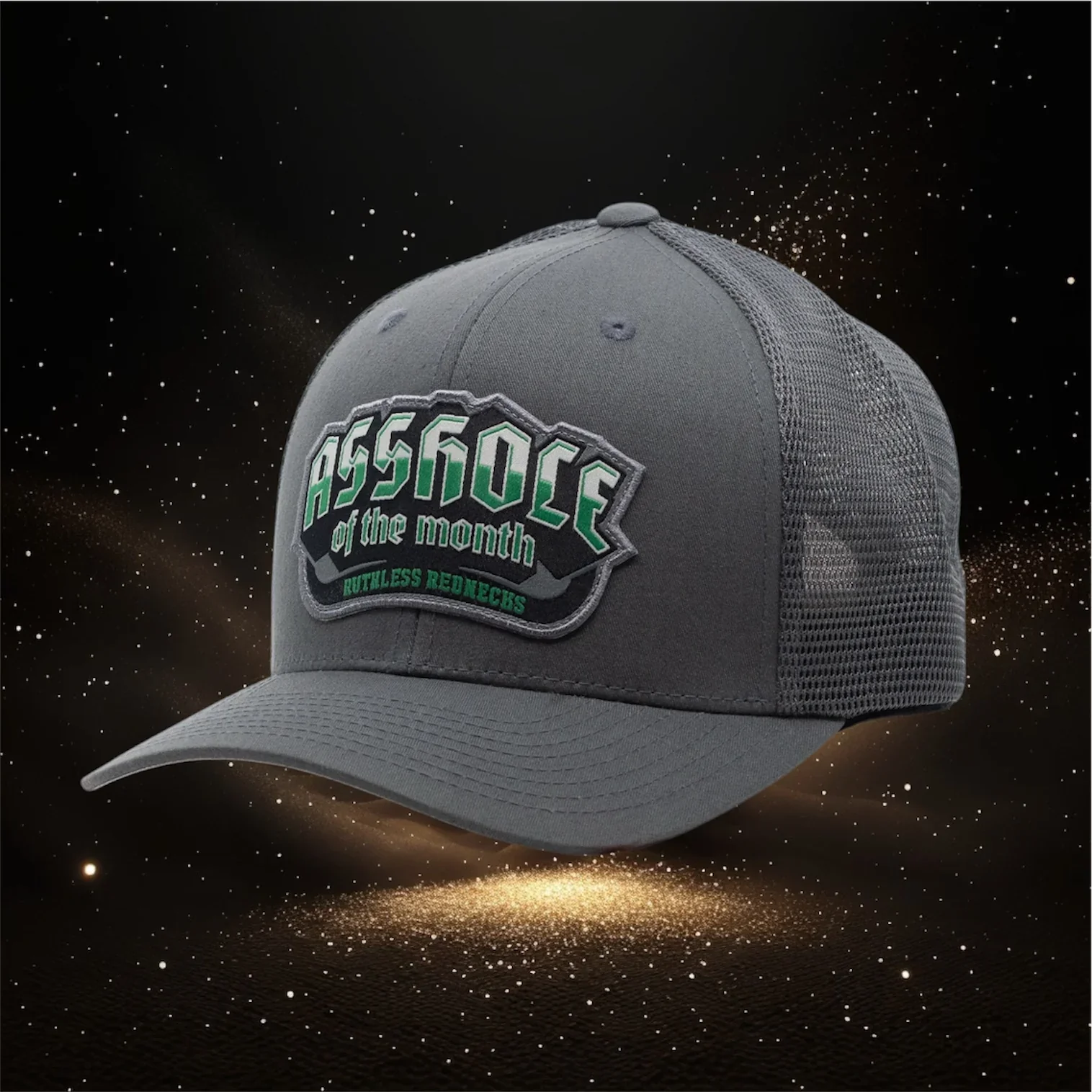 Ruthless Rednecks Top Shelf Asshole of the Month Curved Brim Hat - Charcoal