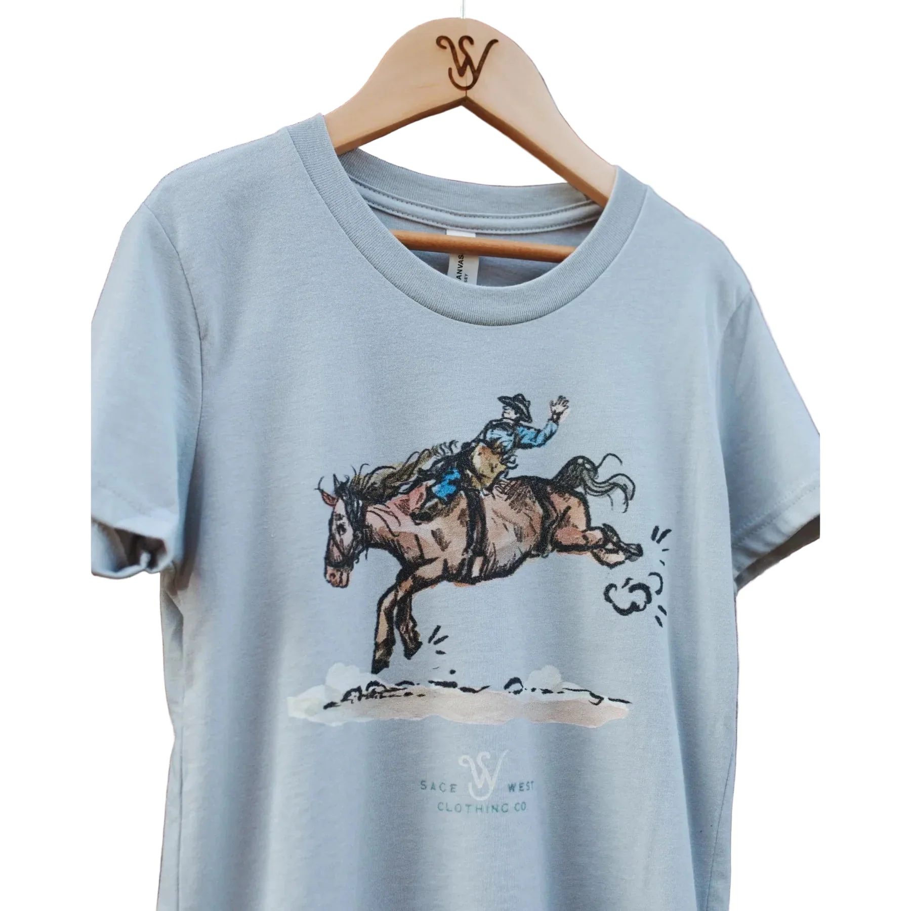 Sage West Kid's Bareback Rider Tee Shirt - Light Grey - Image 2