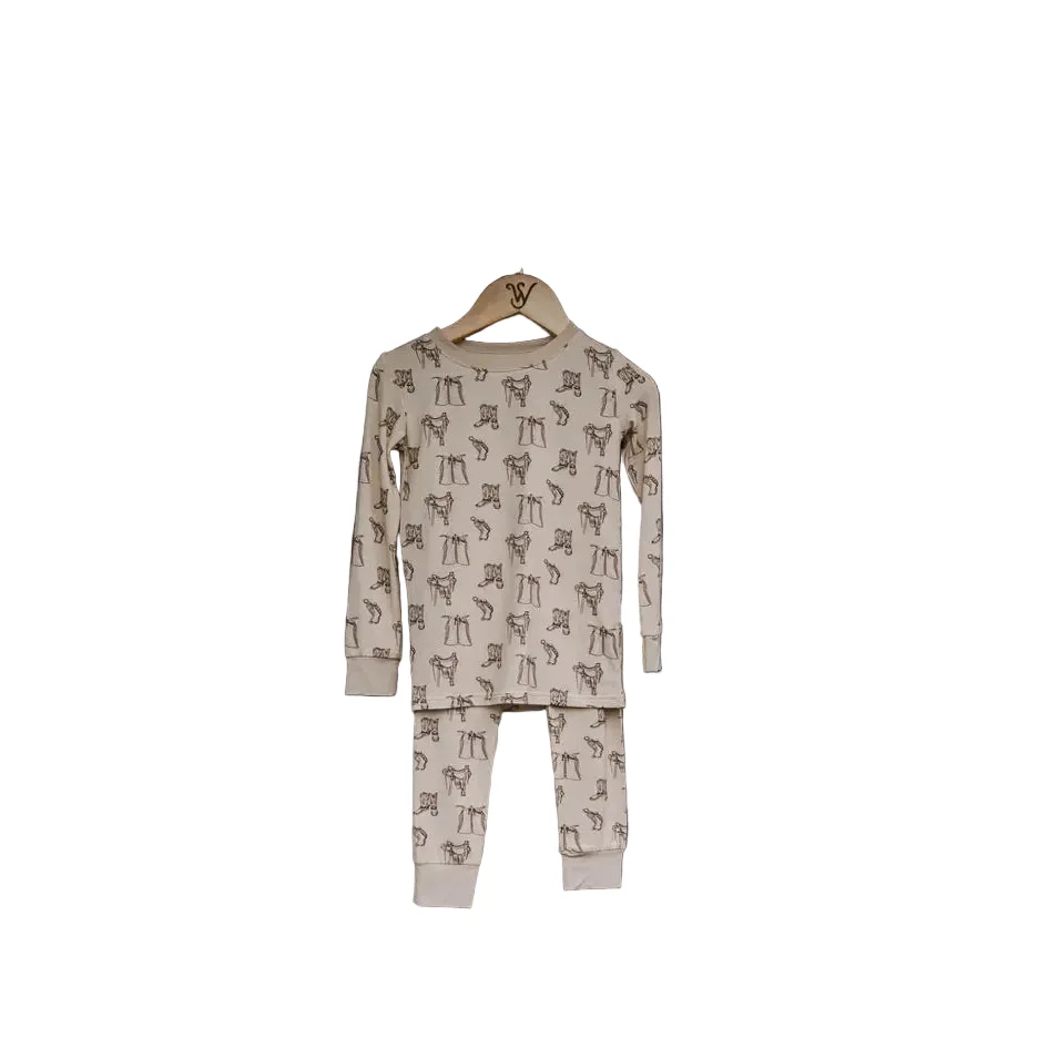 Sage West Toddler Tack Room Sleepwear Set - Cream
