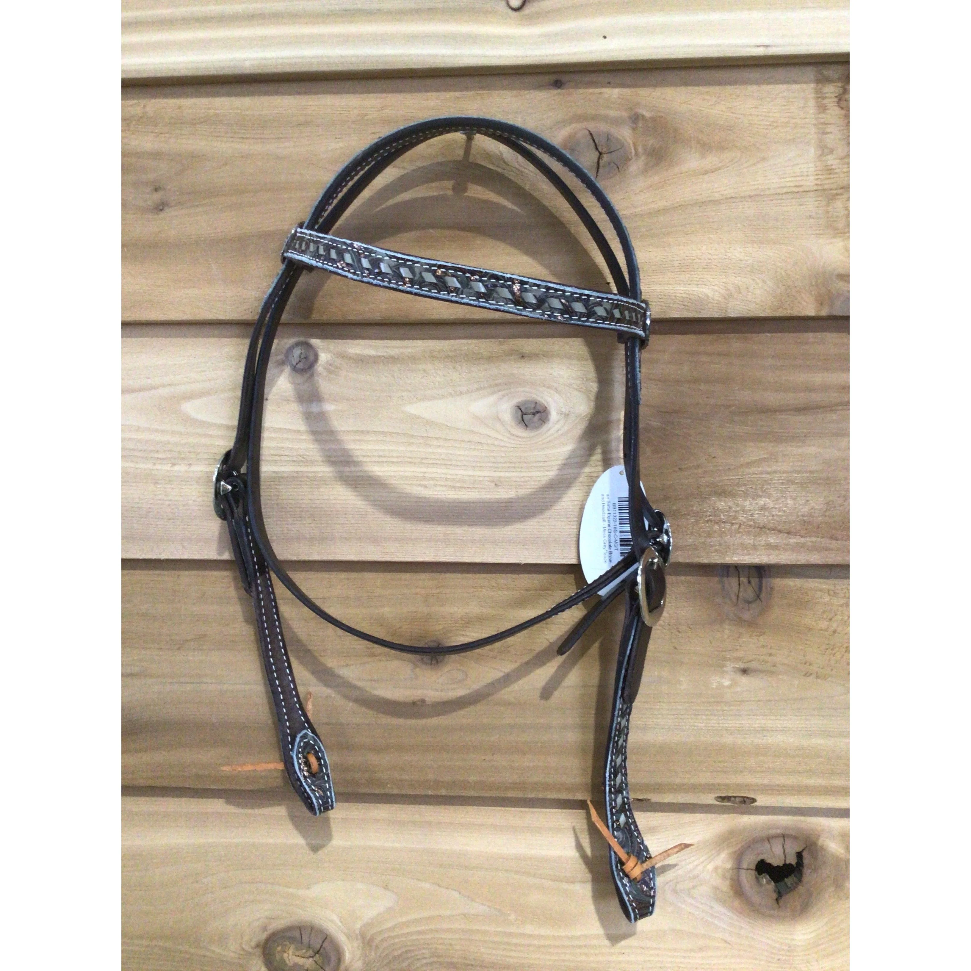 San Saba Equine Chocolate Browband Headstall With Loop Conchos