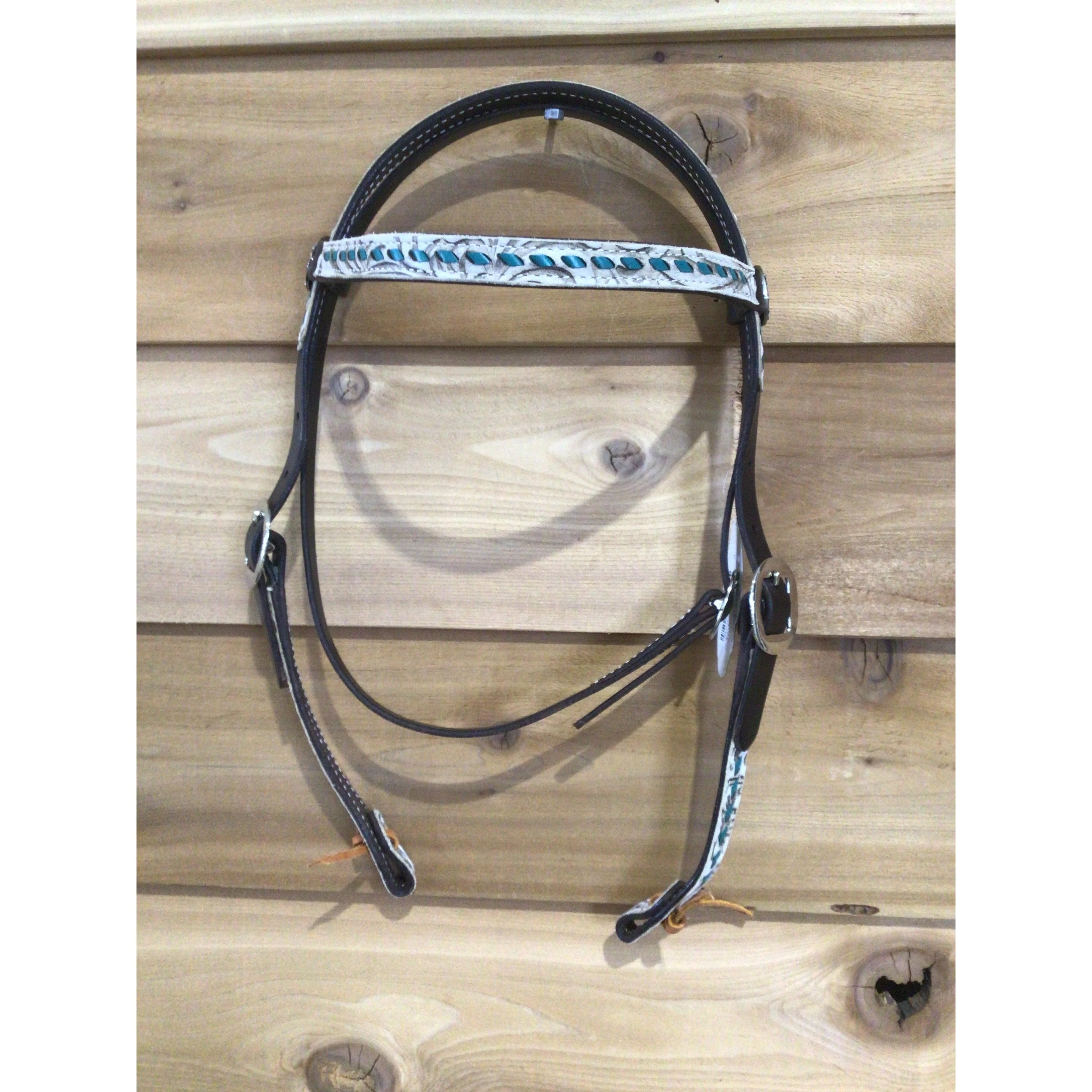 San Saba Equine Chocolate Browband Headstall With Loop Conchos - Image 2
