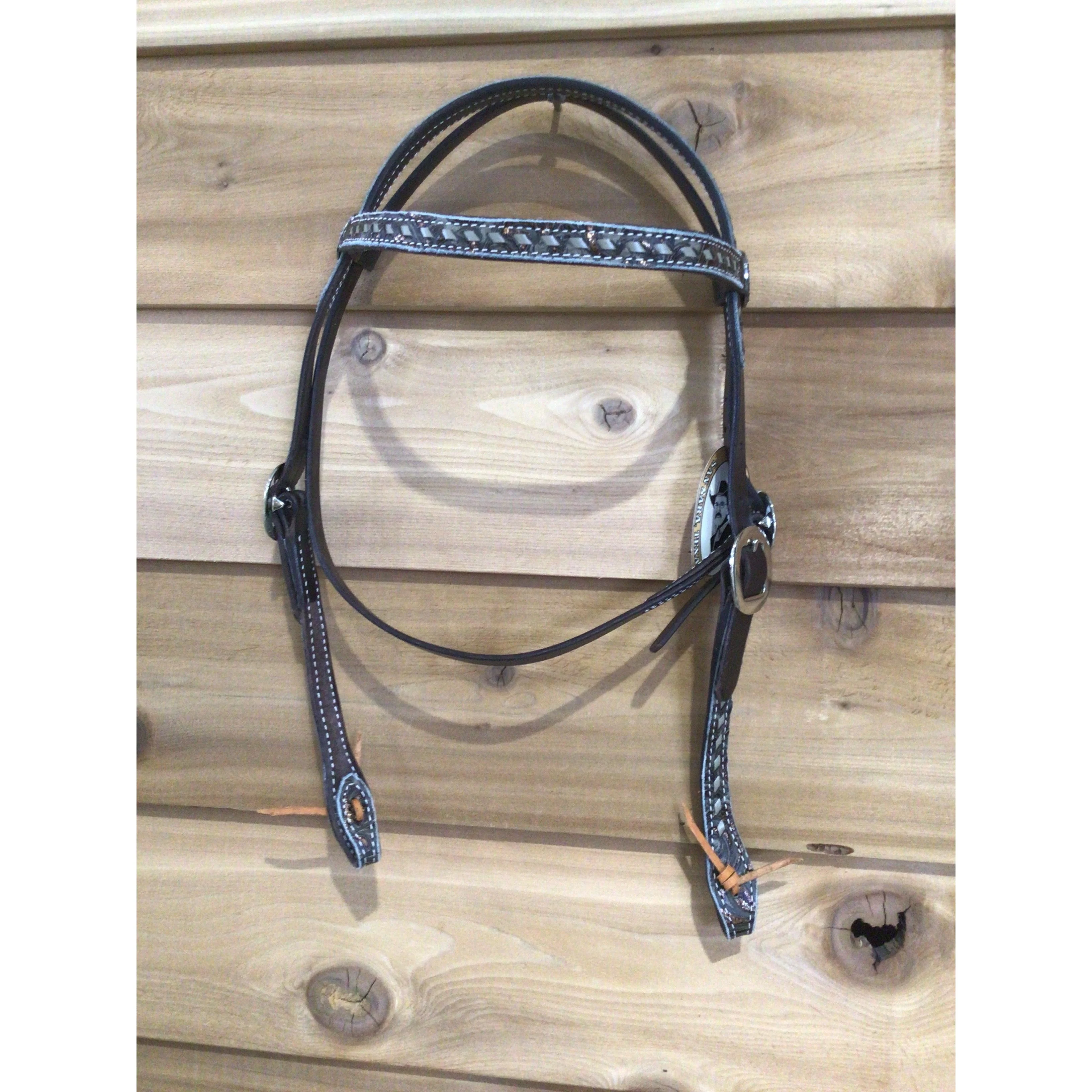 San Saba Equine Chocolate Browband Headstall With Loop Conchos - Image 3