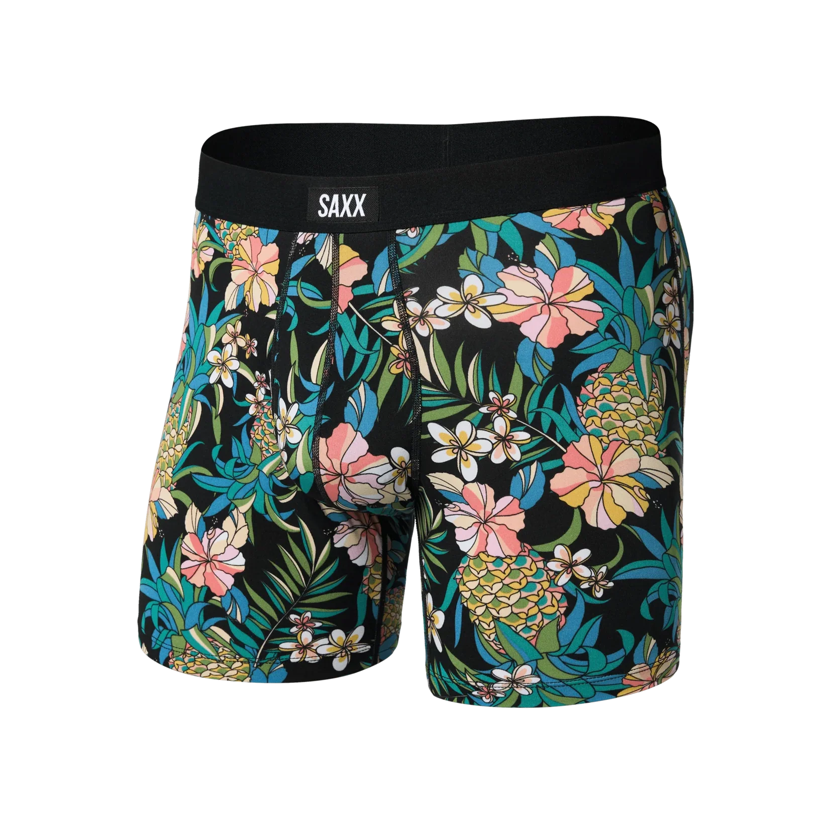 Saxx Daytripper Comfort Stretch Boxer Briefs - Pineapple Field Black