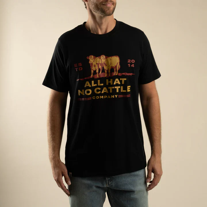 Sendero Unisex All Hat No Cattle Short Sleeve Tee Shirt - Black